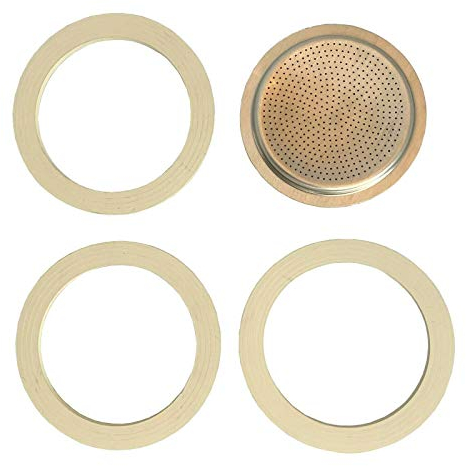 Baldo-direkt Ersatzdichtung Set für Espressokocher - 6 TASSEN Aluminium - 3 x Dichtungsring 1 x Ersatzsieb