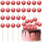 Ephlyn 24Pcs Red Disco Ball Cupcake Toppers Disco Ball Cupcake Picks Mini Disco Ball Cake Toppers Disco Theme Cake Decorations for Disco Theme Party 70s Disco Party Decorations