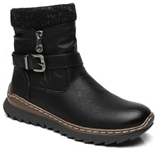 IVACHY Women Warm Lining Ankle Boots - Cozy insulated winter boots- Zip closure - UK ladies size 3 to 7.5