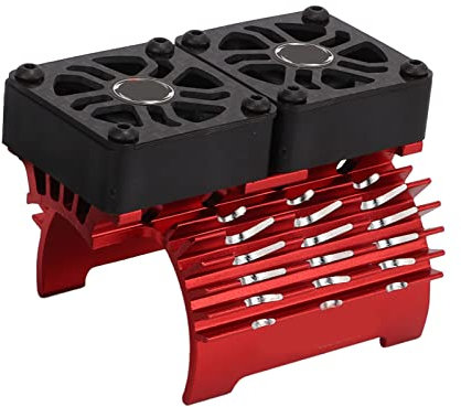 Rc Motor Cooling Fans, Dual 30mm Rc Cooling Fans Rc Brushless Motor Fan with Metal Cover 4068 4074 Brushless Motor Heatsink for 1/8 Remote Control Car (Red)