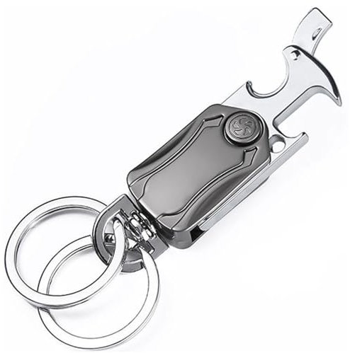 1 Pack Keyring,Keyring Keychain,Bottle opener keyring,Fingertip Gyro, Mobile phone holder,Secure Key Attachment to Bag, Purse & Belt - Easy Access to Keys.(Black)