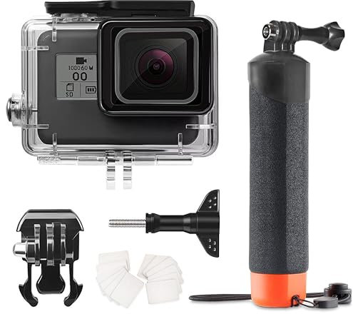 FitStill Custodia protettiva impermeabile subacquea da 40 m, compatibile con Go Pro Hero 2018/7/6/5 nero, monopiede galleggiante con impugnatura per selfie per Hero7, Hero6, Hero5, kit di accessori