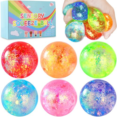 6 Stück Set Anti Stress Ball für Erwachsene Kinder Knautschball Anti Stress Bälle für Büro, Schule, Autismus Therapie - Sensorik Spielzeug, Stressabbau, Wutball, Feinmotorik Training