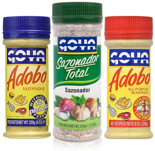 Pack GoyaAdobo Sin Pimienta; Con Pimienta 226 gr y Sazonador Total 312g - Perfecto combo para cualquier plato