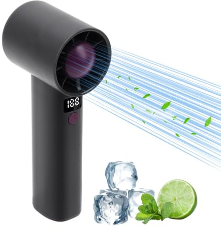 Tragbarer Turbo Handventilator, USB Mini Handventilator 9m/s Hohe Geschwindigkeit, 6-stufiger Wind, 3000mAh Akku Wiederaufladbar Ventilator bis zu 12 Stunden für Reisen Büro Camping (mini, schwarz)