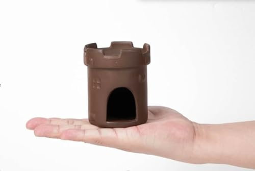 GRNLO Shrimpking Tower | Aquarium Deko Höhle aus Keramik | Rückzugsort für Garnelen, Krebse & Welse | Natürlich bepflanzbar | Ideal für Nanoaquarien | 8 x 8 x 9 cm