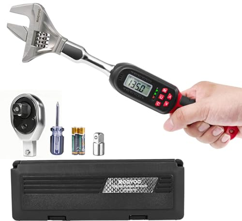 Digital Torque Wrench Adjustable 3-100Nm Electronic Torque Wrench with 42mm Open End and 1/2 Ratchet, 2% Accuracy, LED Sound Alert, for HVAC