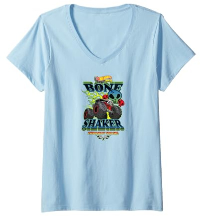 Damen Hot Wheels Monster Trucks - Bone Shaker T-Shirt mit V-Ausschnitt