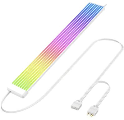 TZMRIT PC Cable Rgb, ARGB PSU Cable Cover Cable Extension, RGB Power Extension Cable Cover Kit for Motherboard and GPU PC Cable Parts Decoration (8PIN WH)