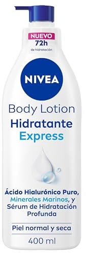 NIVEA Body Lotion Hidratante Express - Loción Corporal - 72h Hidratación - Ácido Hialurónico, Minerales Marinos y Sérum de Hidratación Profunda - Fórmula Ultraligera - Piel Normal y Seca - 400 ml