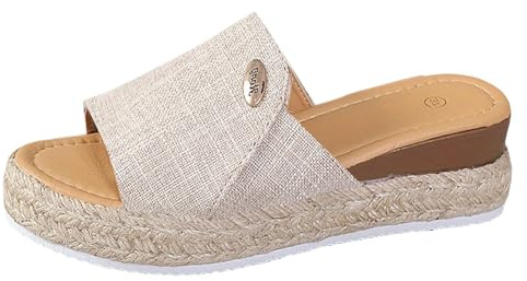 ZTFYKLIN Ciabatte Estate Piattaforma Donna Sandali Estivi da Donna, Spessi, con Plateau, A Bocca di Pesce, Fondo in Corda, Zeppa E Pantofole Casual Sposa (Beige, 39) Comode Sabot Estive Piscina