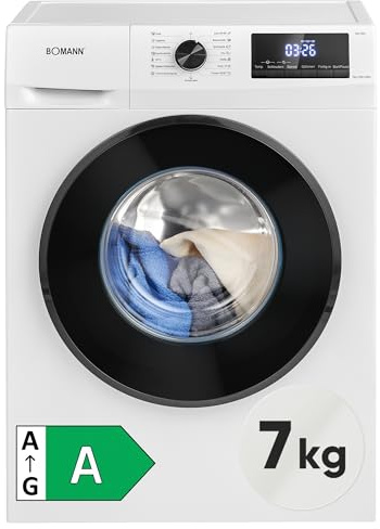 Bomann® Waschmaschine 7kg | 10 Jahre Motor-Garantie | Invertermotor - effizient, leise & langlebig | inkl. Aqua-Stop | max. 1400 U/min | 15 Programme | LED-Display | Washing Machine | WA 7501 weiß