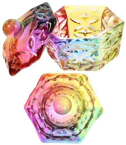ULTECHNOVO Gobelet Mélangeur à Poudre en Verre 2pcs pour Ongles avec Couvercle, Accessoire Multifonction pour Salons de Manucure et Artistes Débutants