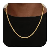 3mm Breit Rope Chain Kette Herren Silber Gold , S925 Over 46/51/56/61CM | Wasserfester Silberkette Herren 925 Sterling Silber über Schmuck Geschenk für Männer