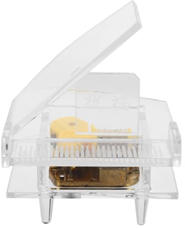 SHINEOFI Klavier Spieluhr aus Glas Transparente Tischspieluhr Klavierfigur Spieluhr als Deko für Elegante Anlässe und Besondere Gelegenheiten Romantische Atmosphäre
