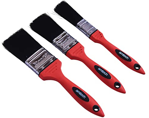 Amtech G4385 Pack of 3 No Bristle Loss Soft Handle Paint Brush Set
