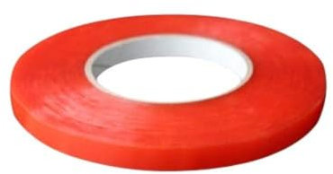 Nastro biadesivo adesivo, 6 mm, facile da sollevare, molto forte, molto lungo, 50 m, colore rosso.