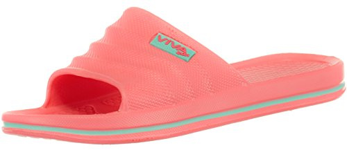Brandsseller Damen Badeschuh 38 Pantolette Badeschlappe Badelatsche Strandschuh – Coral/Türkis