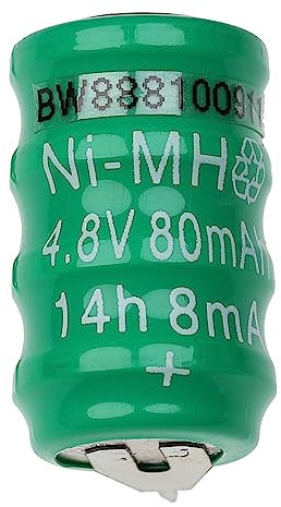 vhbw NiMH Batteria a bottone di ricambio 2 pin tipo V80H 80mAh 4,8V compatibile con batterie compatibile con modellismo, luci solari ecc.