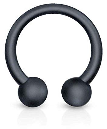 viva-adorno Universal Hufeisen Piercing Chirurgenstahl 316L schwarz matt Septum, Lippe, Augenbraue, Nase Z438_H, 1,2 x 8 x 3mm