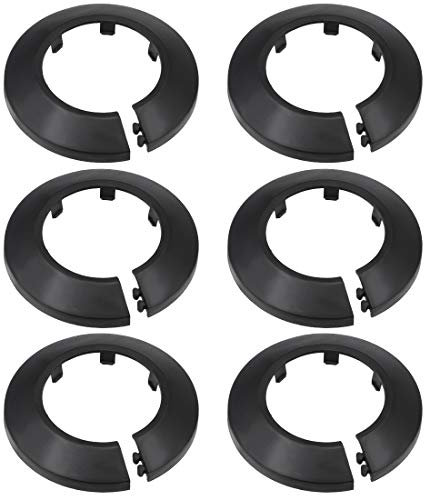 sourcing map 50-51mm Pipe Cover Decoration PP Plastic Water Pipe Escutcheon Black 6pcs