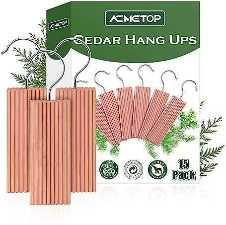 ACMETOP 15 Stück Zedernholz Mottenschutz für Kleiderschrank, 100% Natürliche Mottenschutz für Kleiderschrank Zedernholz, Naturprodukt Mottenfalle Kleidermotten für Kleiderbügel Schubladen