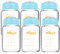 Matyz Glass Breastmilk Storage Bottles, 6 Pack, 6 oz, Compatible with Spectra Medela Breast Pump - Freezer Safe Storage Bottles Set - Wide Mouth Breastmilk Storage Containers - BPA Free (Blue Lids)