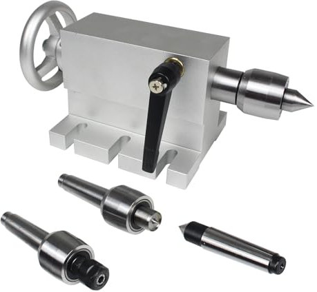 CNCTOPBAOS 65 mm Drehmaschine Center Morsekegel 2 Live Center beweglicher MT2 Reitstock mit 4 austauschbaren Köpfen für CNC 4h Achse Graviermaschine Holzbearbeitung