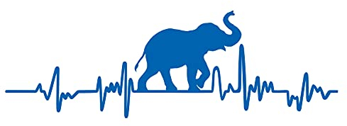 Aufkleber Herzschlag Tiere Breite 27cm Lifeline Heartbeat Deko Sticker Selbstklebend für Auto Kühlschrank Laptop Autoaufkleber K150 (Azurblau, 05 Elefant)
