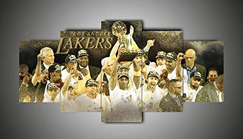 Bilder XXL 5 Teile wandbild leinwandbilder Kunstdrucke Los Angeles Team Basketball NBA Sport XXL 5 Teiliges Wandbild Mit Rahmen Größe 100x55CM Leinwandbild Wandbilder Cadeau d'Halloween