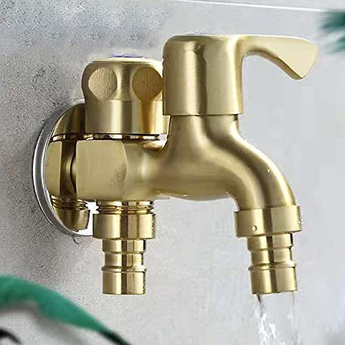 Nostalgie Retro Messing Double Outlet Wasserhahn für Waschmaschine, Antik Wasserhahn 1/2 Zoll Wandhalterung Wannenarmatur für Garten Outdoor Küche Badezimmer Toilette Balkon