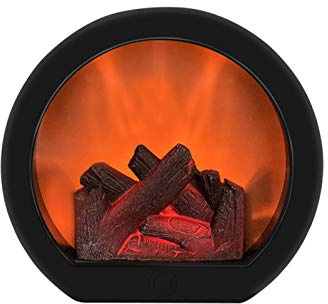 Kisbeibi Flame Effect Lantern, Outdoor Table Fireplace, USB Rechargeable Artificial Fireplace Lantern, Artificial Fireplace Lamp with Touch Switch