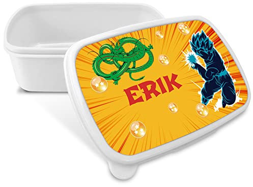 LolaPix Caja merienda niños. Caja merienda infantil. Caja merienda con nombre. Fiambrera infantil. Apta microondas y libre BPA, Filatos y metales pesados. Regalos personalizados. DRAGON BALL