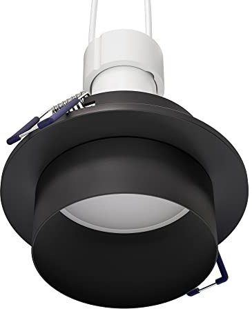 ledscom.de Deckeneinbaurahmen KRON, rund, schwarz matt, inkl. GU10 LED 450lm, warmweiß