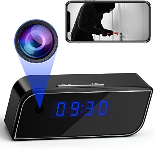 Greenbrook Electrical Spy Camera, 1080P HD WiFi in Clock Secret Surveillance Security Cameras with Night View Smart Tracking with Baby Pet Motion Detection for Indoor/Outdoor, Black