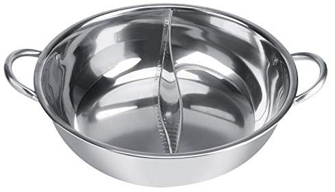 Kuuleyn Hot Pot, Divided Pot, Divided Pan, Double Flavor Hot Pot, 27/29/31cm Thick Stainless Steel Hot Pot Two Flavor Separation Induction Cooker Usable for Induction Cooker(30cm)
