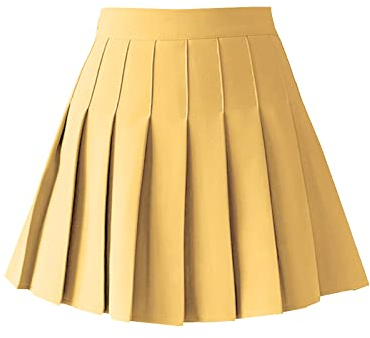 ZHANCHTONG Damen Hohe Taille A-Linie Plissee Mini Rock Kurz Tennis Rock, Khaki, Groß