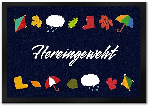 speecheese Hereingeweht Fußmatte in 35x50 cm mit Herbst-Motiven für den Herbst als Geschenkidee zum Einzug für Freunde und Familie um die Wohnung schöner zu dekorieren