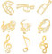 OLYCRAFT 9 Stück Goldene Messing Aufkleber Musiknote Metallaufkleber Filmszenen Dekorieren Aufkleber Selbstklebende Goldene Aufkleber Für Sammelalben Telefon Wasserflasche Dekor - 4x4cm