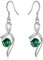 Sterling Silver Drop Earrings for Women, Silver Dangle Earrings with Cubic Zirconia │Linear Forever Love Hypoallergenic Earring for Sensitive Ears│Birthday Anniversary Christmas Jewellery Gift Green