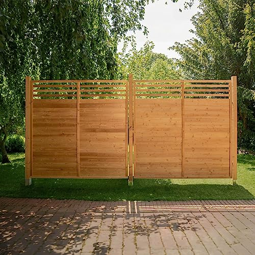 HOME DELUXE - Holzzaun SOMA - Fichtenholz, 5x Element + 6x Pfosten - Breite: ca. 950 cm, inkl. Zubehör I Blickschutz Windschutz Sonnenschutz