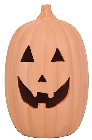 Citrouille décorative en terre cuite de 30 cm - Décoration d'Halloween avec lueur effrayante - Pour intérieur/extérieur