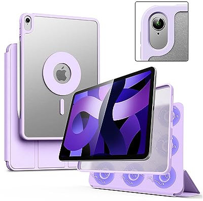 Marasone iPad Air 5 / Air 4 Hülle 10.9 2022/2020 5. & 4. Generation abnehmbare schützende dreifach Faltbare Standabdeckung mit Stifthalter, automatischer Schlaf-/Wachmodus (Lila)