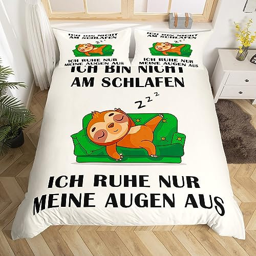 Jungs Faultier Bettwäsche Set Jugendliche Tiere Bettwäsche 155x220cm Jugend Faultier Sofa Motif Bettbezug Weich Mikrofaser, Schlaf Faultier Lustige Bettwäsche Teens Mädchen Schlafzimmer Dekor
