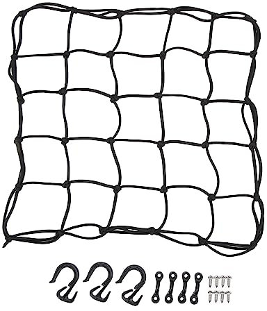 VOBOR Motorrad-Gepäcknetz, 38 X 38 cm, Elastisches Nylon, Vielseitiges Motorrad-Aufbewahrungs-Organizer-Netz Mit Haken, Zubehör Für Geländefahrzeuge, Boote, Kajaks