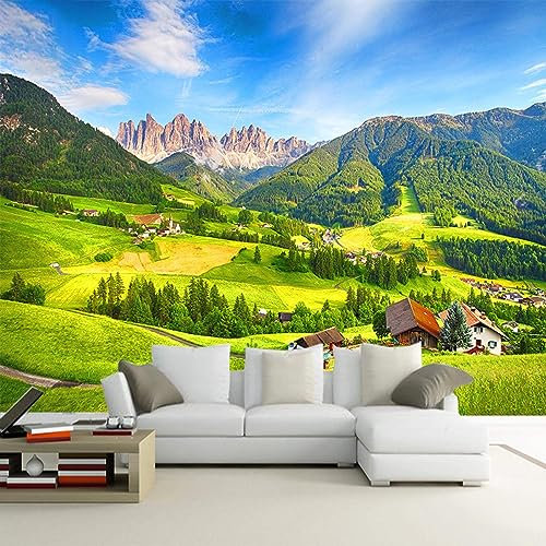 GIVLWF Papier Peint Panoramique de Montagne De Paysages Naturels, Photo De Ferme De Campagne Pastorale Déco de La Maison - Pour Salon Chambre D'enfant Décoration Murale 150 x 70 cm