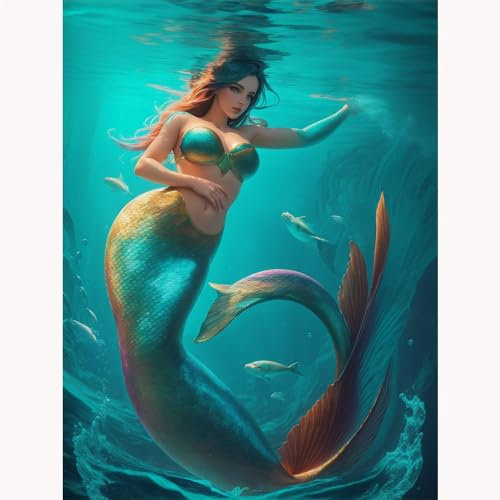 TWYYDP Puzzle 1000 Teile für Erwachsene,Unterwasser Meerjungfrau Frau Meerjungfrau Holzpuzzle,Puzzle-Geschenk