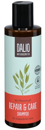 DALIO Repair & Care Shampoo – reinigt mild, glättet sanft die angegriffene Haarstruktur, mit Bio Grünem Hafer und Weizen-Mikroprotein, zertifizierte vegane Naturkosmetik, 200 ml
