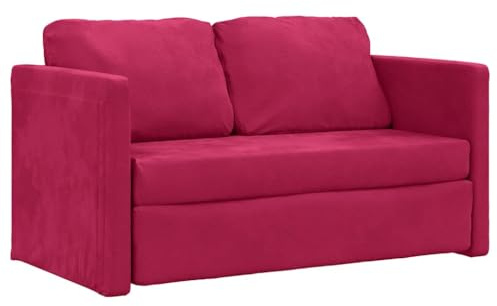 vidaXL Bodensofa mit Schlaffunktion Weinrot 122x204x55 cm Samt