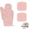 Guittly Ofenhandschuhe Topflappen 4er Set Hitzebeständig Rutschfest, Vintage Rosa, Verdickte Topfhandschuhe aus Baumwolle für Küche, Kochen, Backen
